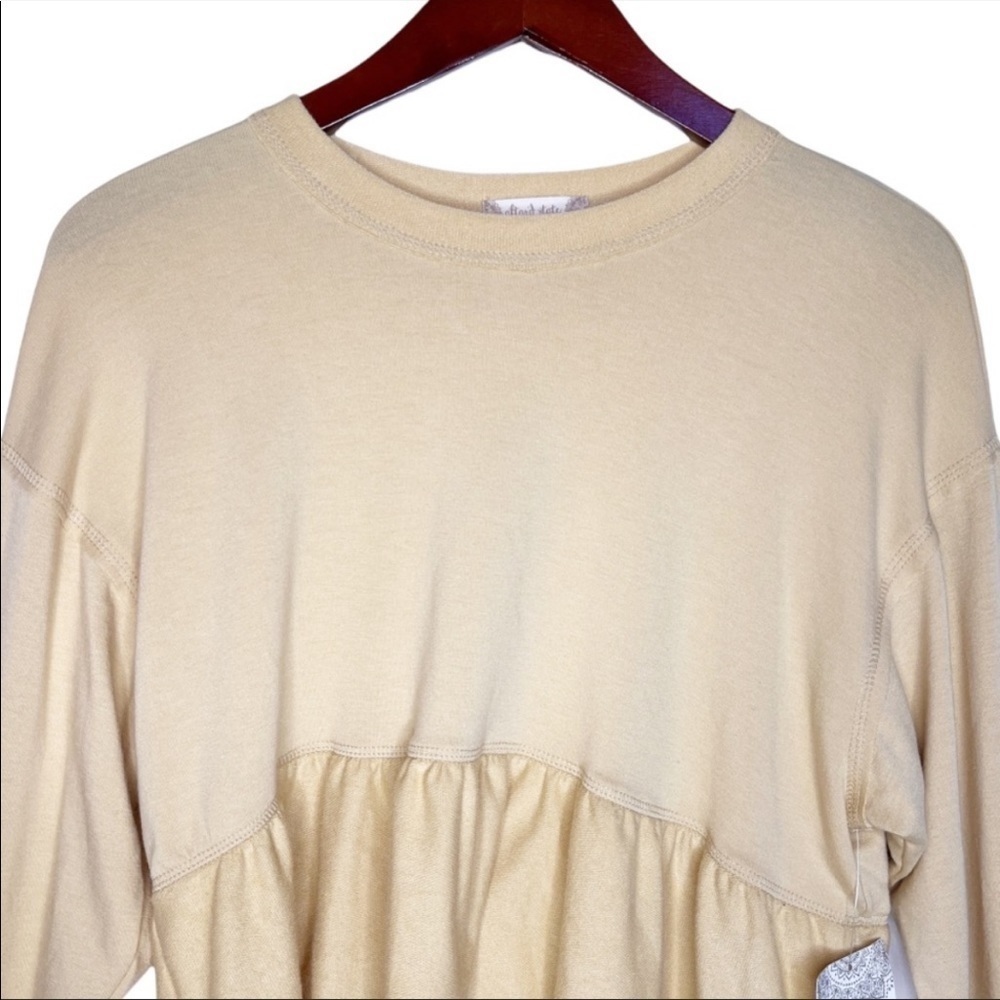 ALRAR’D STATE NWT Mica Ruffle Peplum Hem Top Size Medium in New Wheat Tan - Picture 3 of 16